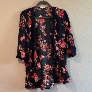 Maurices Navy Floral Kimono